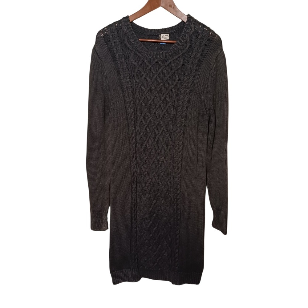Kavu Women's Avondale Cable Knit Sweater Cozy Dress Dark Gray Size Large
